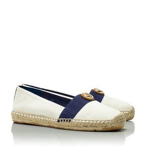 Tory Burch Women's Blue Beacher Canvas Espadrille Flats